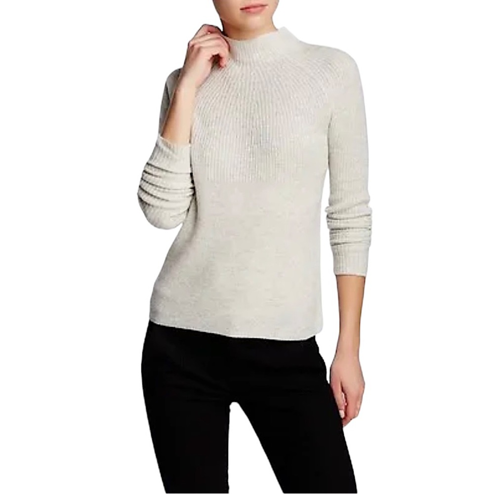 Vince‎ Ribbed Mock Neck Cashmere Sweater Cream M